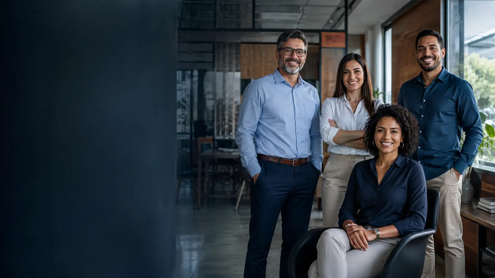 Equipe reunida em uma empresa